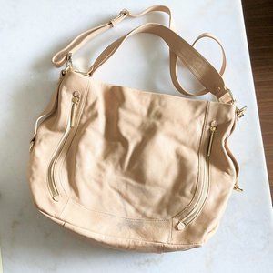 Elliott Lucca natural leather tan saddle shoulder bag / purse / crossbody bag